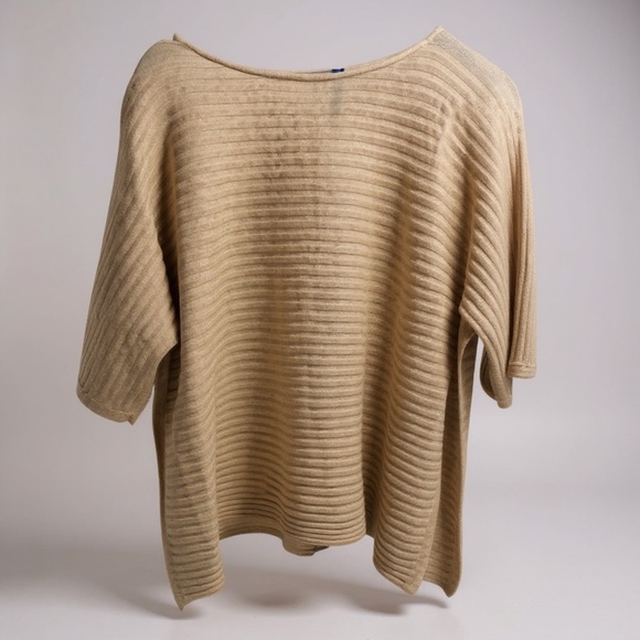 Neiman Marcus Cashmere Ribbed Sweater - Warm Tan